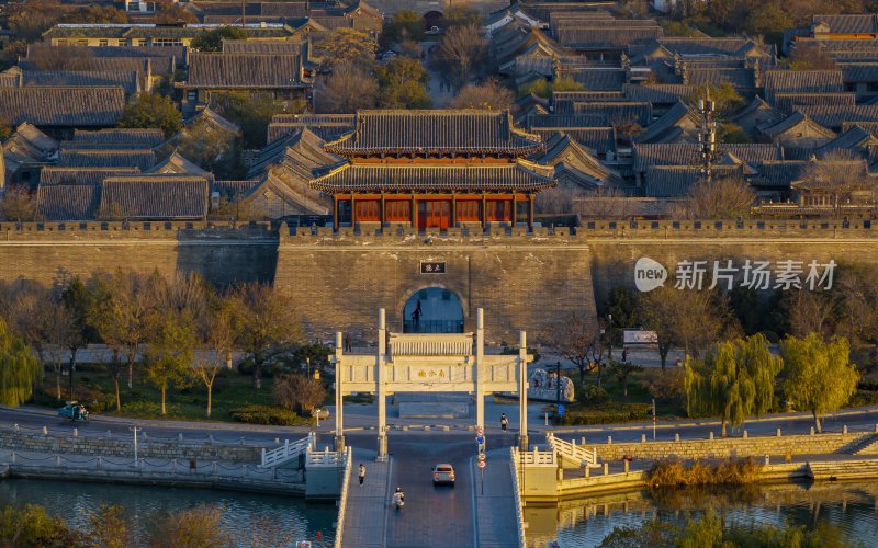 山东省聊城市东昌府区聊城古城航拍