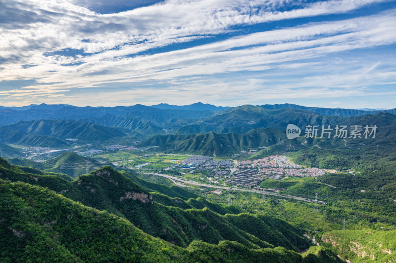 俯瞰北京门头沟潭柘寺镇新区