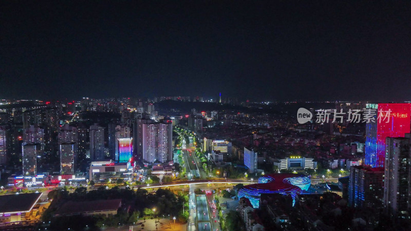 航拍四川泸州夜景泸州一环路夜景摄影图