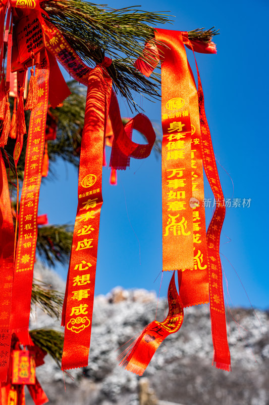 山东泰安泰山风景区雪景自然景观