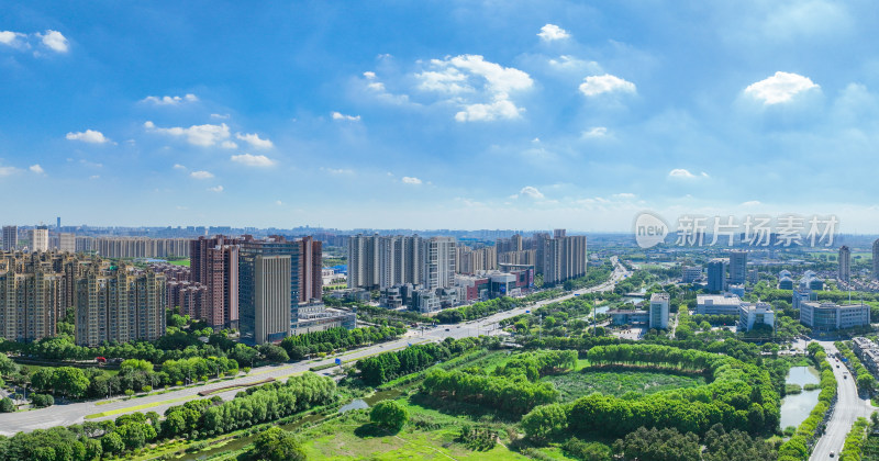 航拍江苏苏州昆山城市建筑风光大景