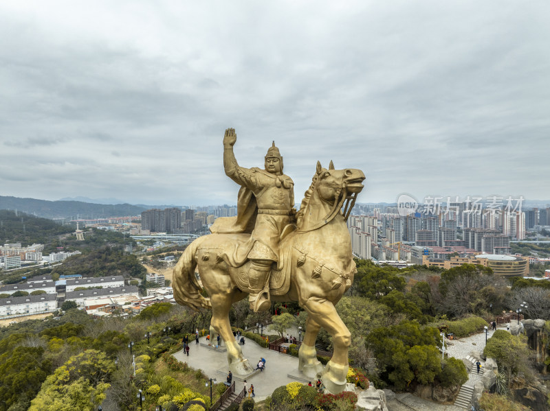 福建泉州郑成功公园郑成功雕像雕塑航拍