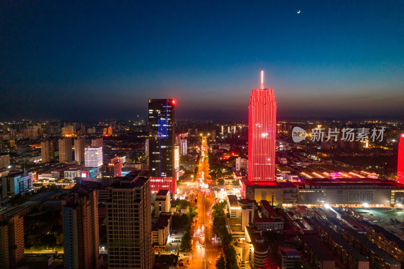 河北保定城市夜景灯光航拍摄影图