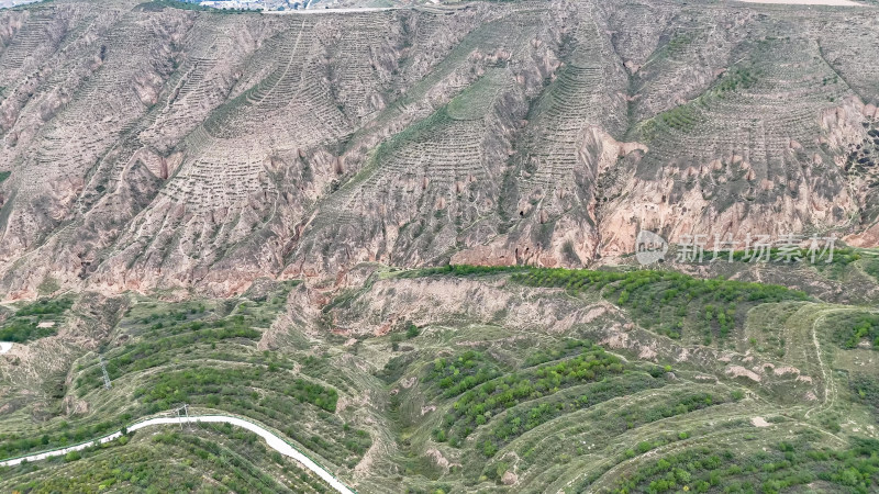 西北高山山谷沟壑自然风光航拍图