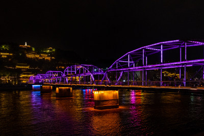 甘肃兰州中山桥夜景