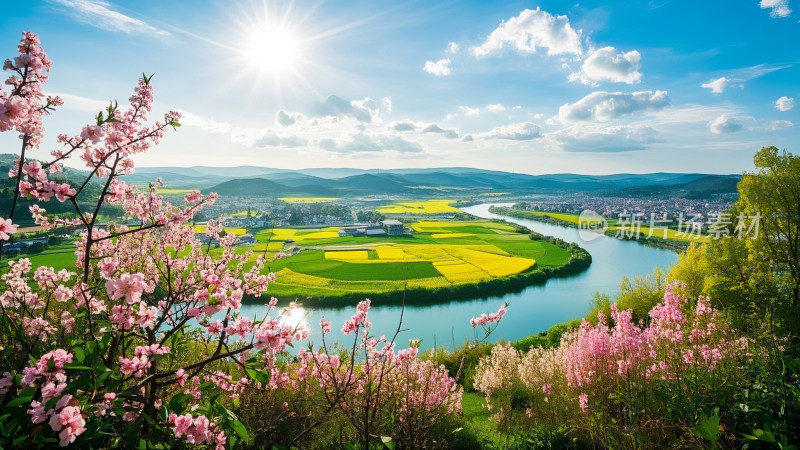 春暖花开美丽乡村 大场景