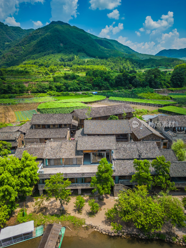 航拍桂林大圩东漓古村风光