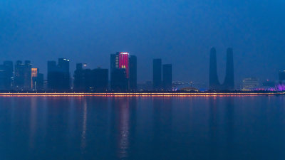 杭州钱江新城城市阳台夜景