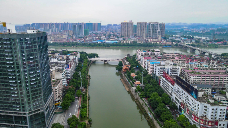 航拍湖南邵阳绍水风光带