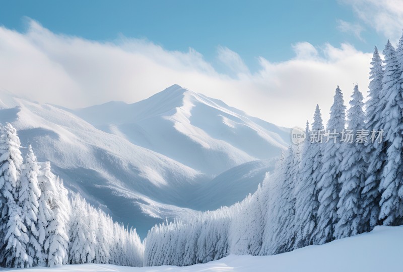 冬季森林白雪覆盖风景