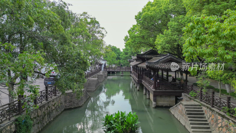 航拍浙江嘉兴乌镇西栅景区