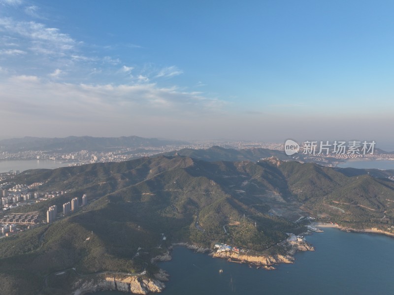 威海市猫头山环海路刘公岛山海城市风景