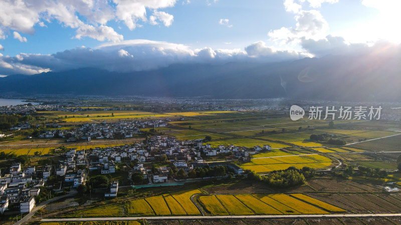 云南大理苍山洱海和万亩稻田