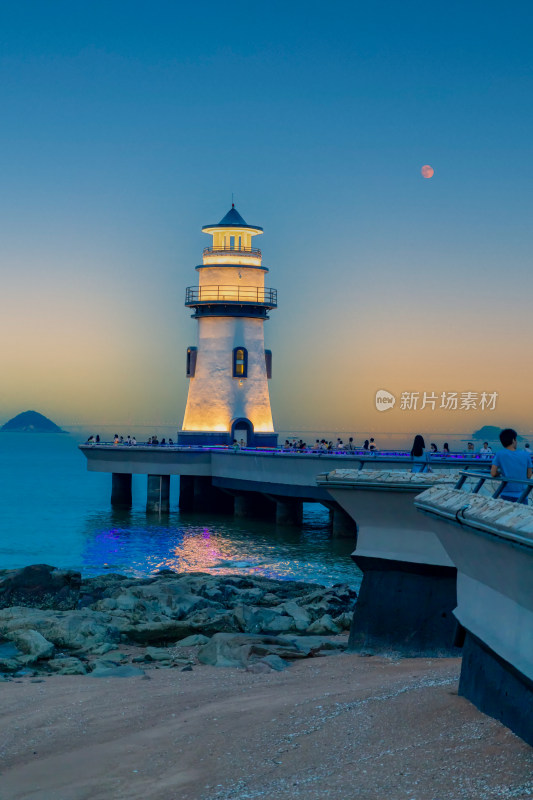 珠海市情侣路爱情灯塔夜景