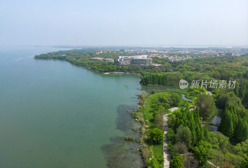 航拍昆山巴城生态湿地公园