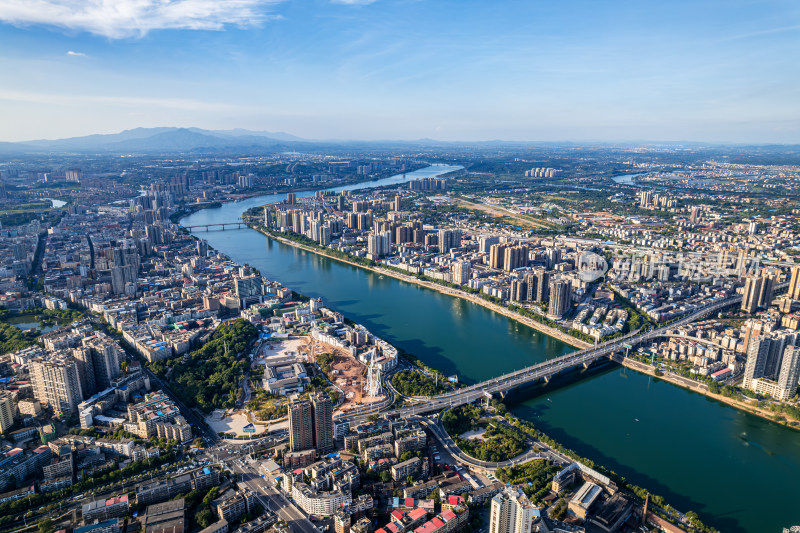 湖南衡阳城市夏天航拍风光