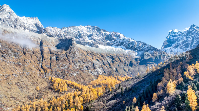 四川四姑娘山双桥沟景区秋天的雪山美景