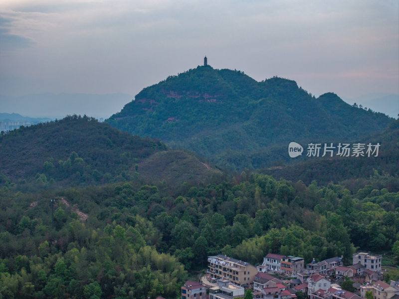 航拍浙江省台州市天台县城市风光