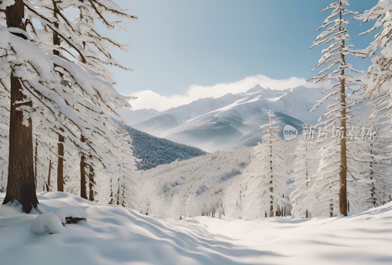 冬季森林白雪覆盖风景