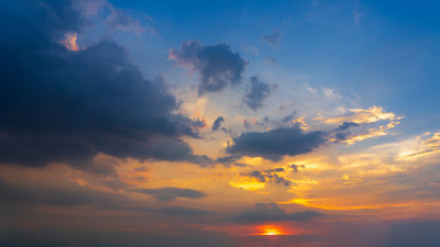 夕阳日落天空和云