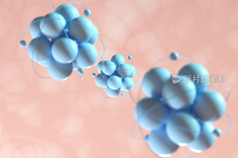 微观原子概念模型 3D渲染