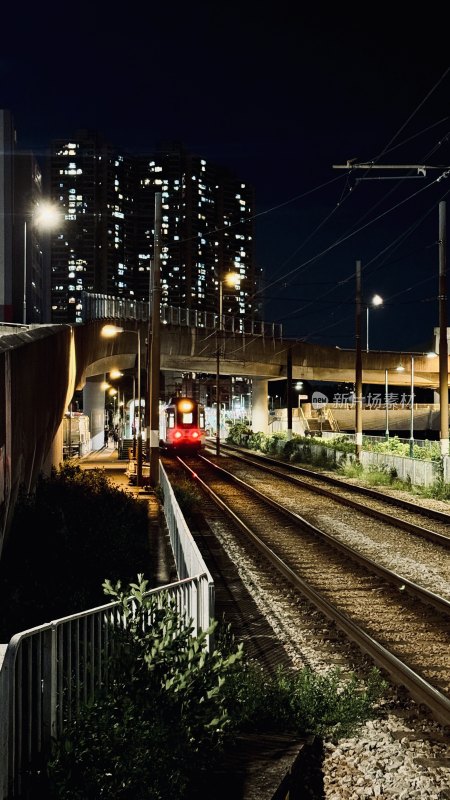 香港城市街景/夜晚空荡荡的铁轨/孤寂城市