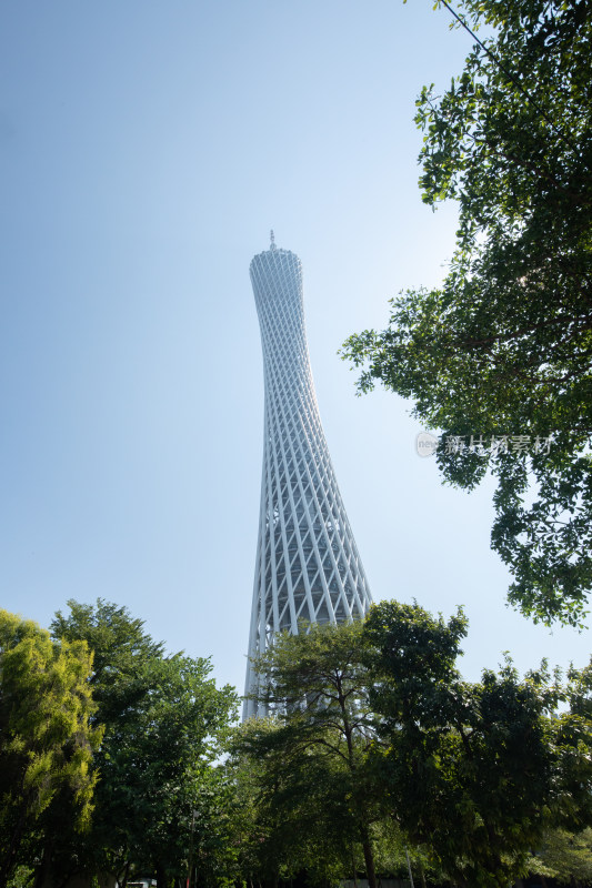 广州珠江新城沿岸地标建筑风光