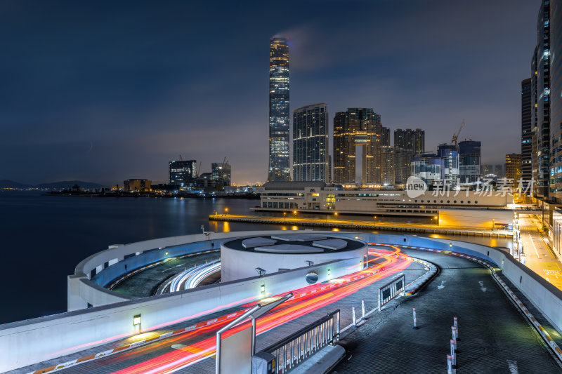 香港维多利亚港CBD中环日出夜景繁华都市