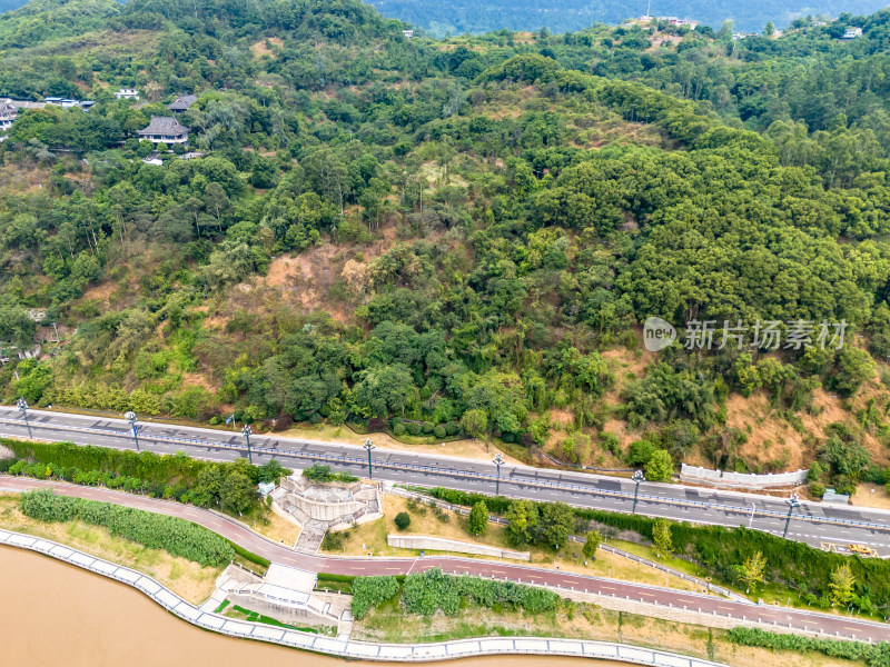 宜宾长江河流城市风光航拍图