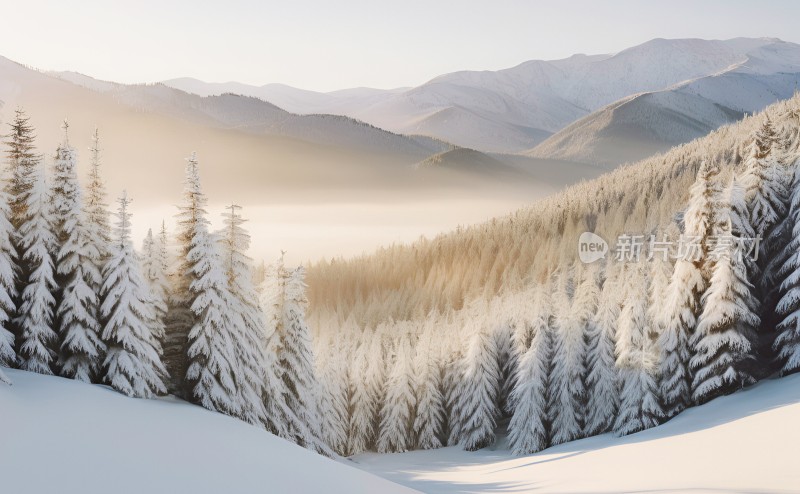 冬季森林白雪覆盖风景