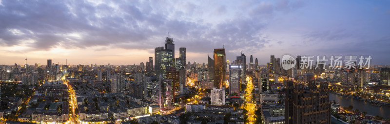 天津海河风景线小白楼商圈城市建筑日落风光