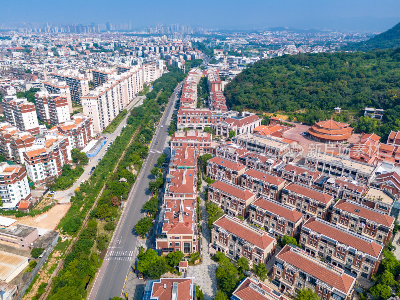 泉州少林寺及周边城市建筑航拍图