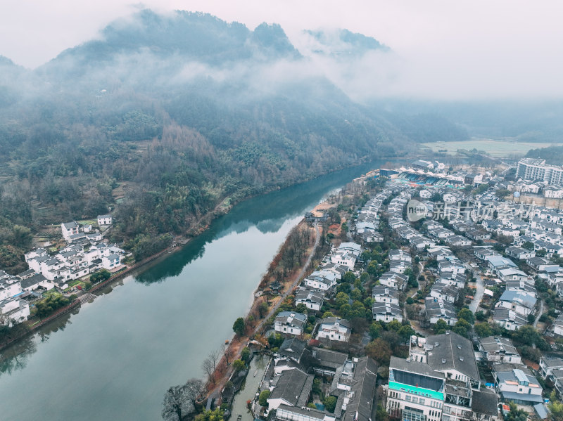 航拍安徽黄山休宁县齐云山风光