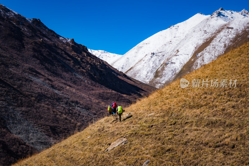 新疆天山山脉秋天雪山牧场风景