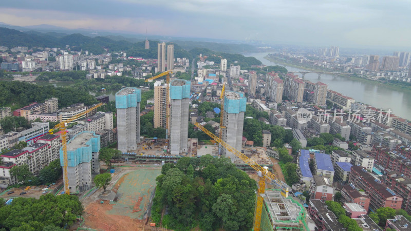 航拍湖南益阳城市风光