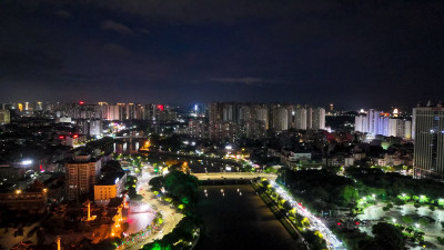 玉林南流江夜景航拍图