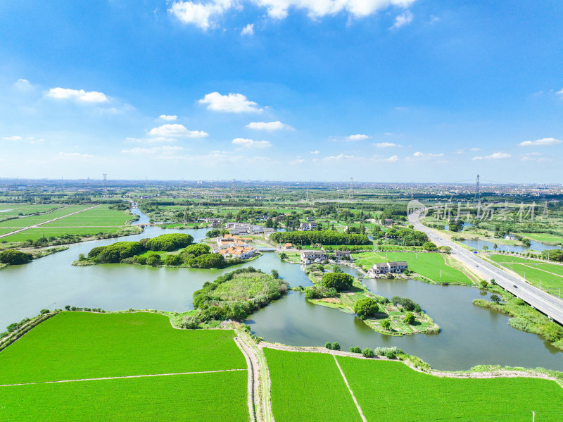 航拍江苏省苏州市田园乡村风光大景