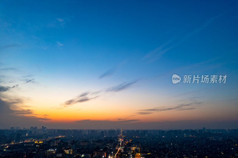 西安晚霞夜幕降临夜景灯光航拍摄影图