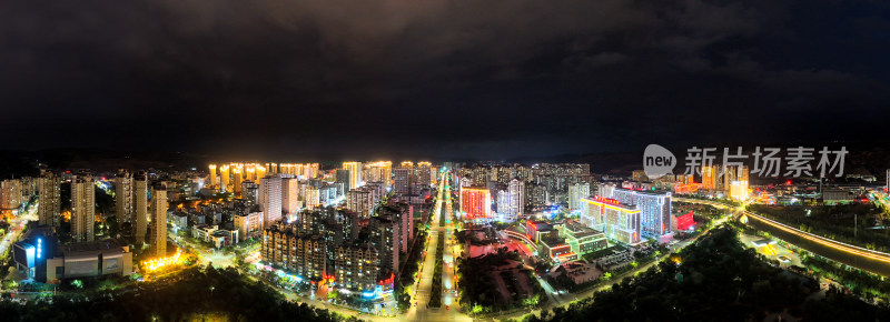 定西城市夜景航拍全景图