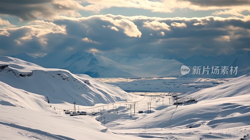 冬季唯美雪景雪山海报背景配图高清摄影图