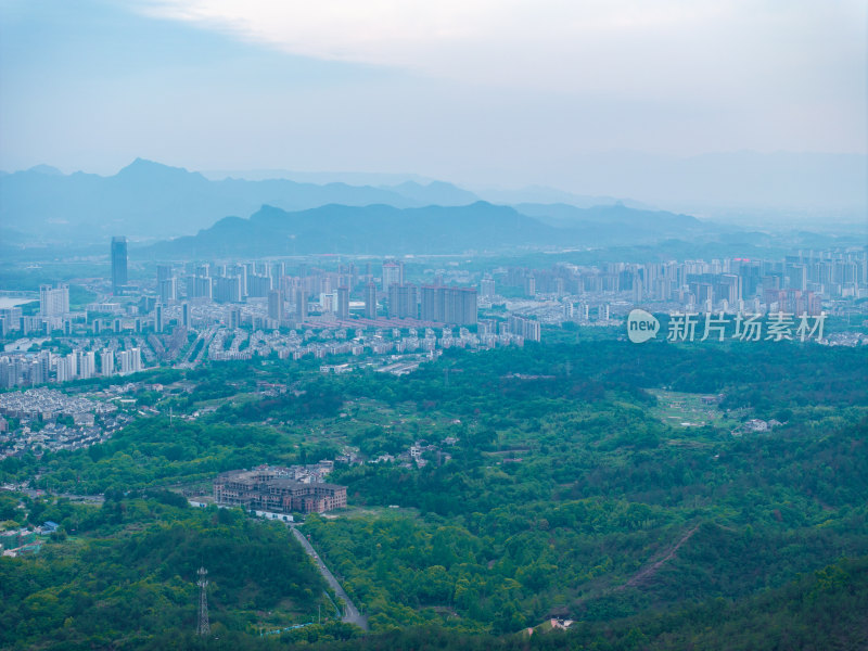 航拍浙江省台州市天台县城市风光