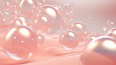 粉红色液体气泡特写