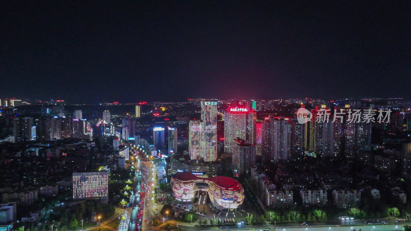 航拍四川泸州夜景泸州城市建设