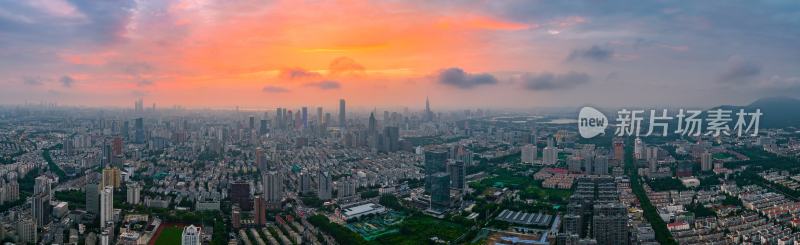 南京城市天际线日落全景