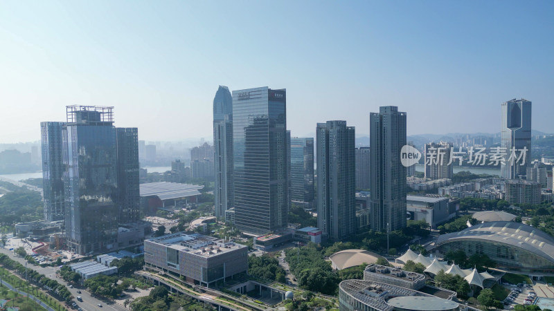 航拍惠州城市地标高楼惠州大景