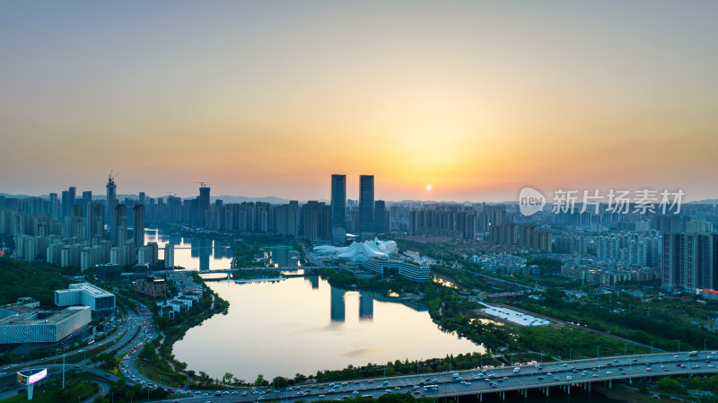 长沙梅西湖国际新城夜景航拍