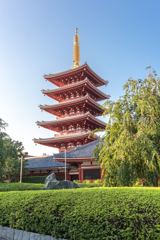 日本东京浅草寺五重塔建筑风光