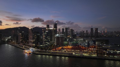 深圳南山区太子港夜景航拍