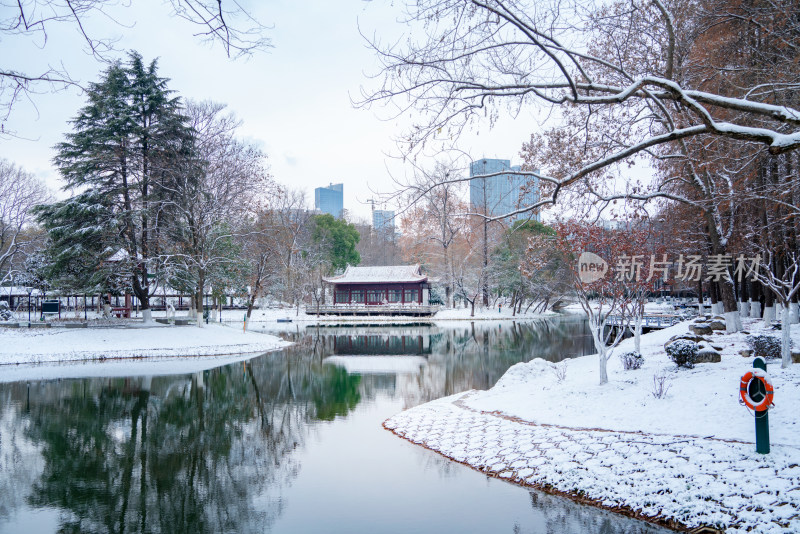 武汉冬天解放公园雪景