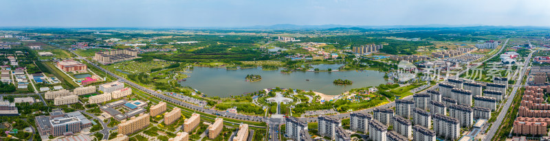 中国吉林省梅河口海龙湖公园航拍全景